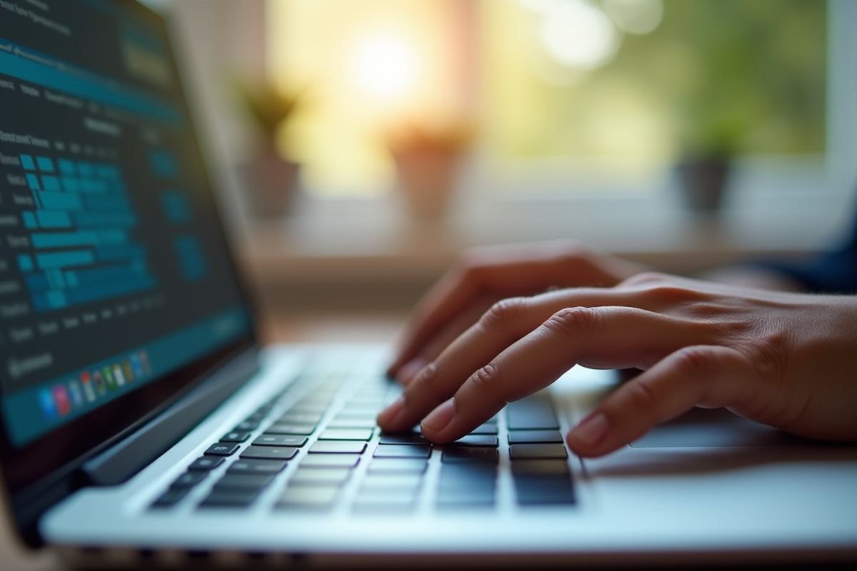Mains tapant sur clavier d
