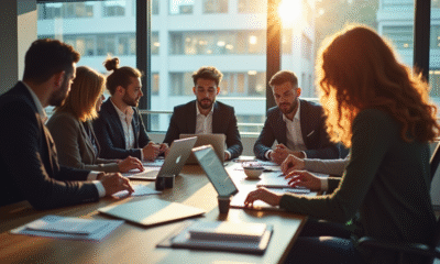 Équipe diversifiée en réunion dans un bureau moderne