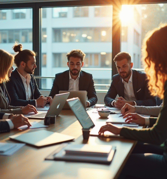Équipe diversifiée en réunion dans un bureau moderne