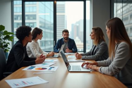 Groupe de jeunes professionnels en réunion de travail