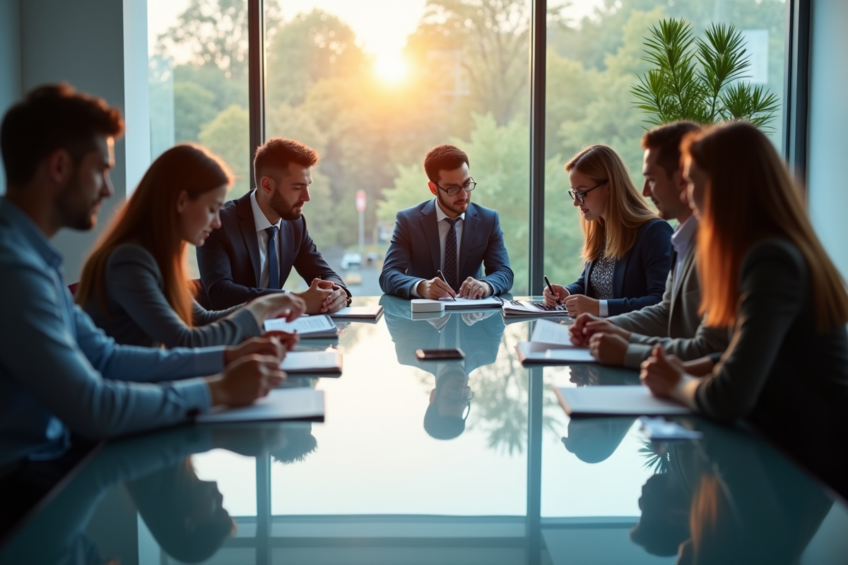 Groupe d etudiants en comptabilite travaillant ensemble