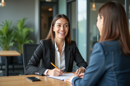 Femme professionnelle en réunion dans un bureau moderne