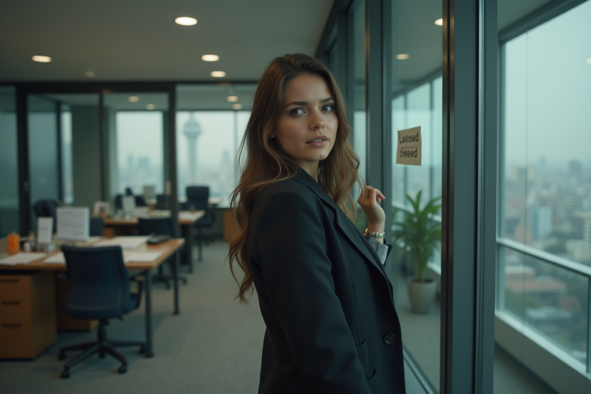 Jeune femme regardant à travers une vitre d