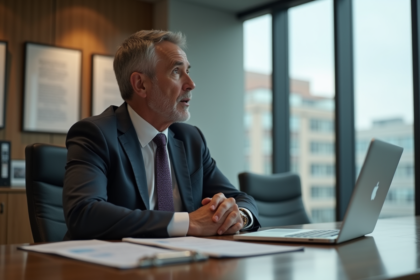 Homme d'affaires pensif dans un bureau moderne