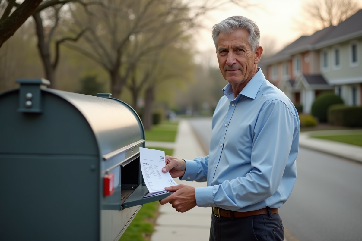 Homme dehors déposant un formulaire de changement d