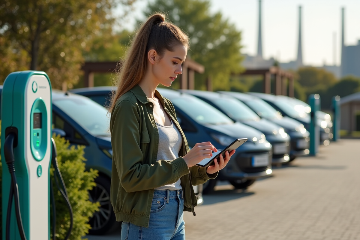 Jeune femme vérifiant des données d